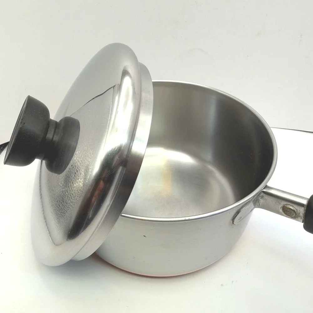 Vintage‎ Revere Ware Double Ring Clinton IL 1 Qt Copper Clad Saucepan w Lid